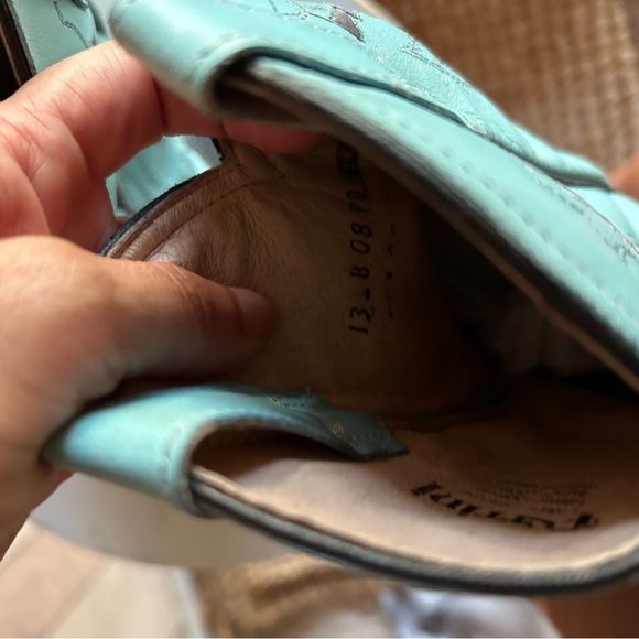 Ferrini Girls black turquoise Cowhide Leather Western Cowgirl Boots Size 13 - Picture 10 of 13